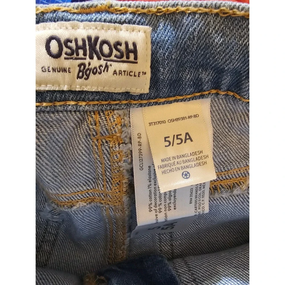 NWT OshKosh B'Gosh Girls Wide Leg Baggy Butterfly Applique Jeans 5 Osh Kosh